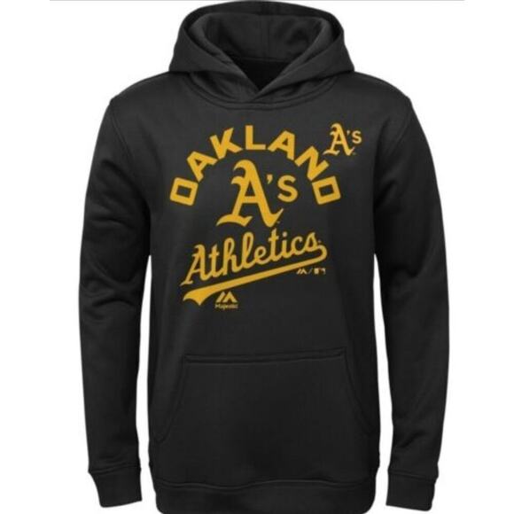 Oakland Athletics Synthetic Pullover Hoodie Majestic Youth Large - Picture 1 of 11